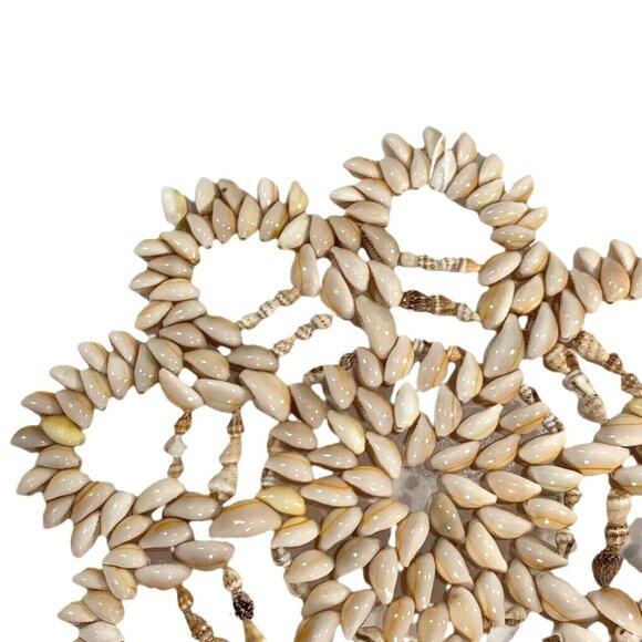 Vintage Cowrie Seashell Shell Trivet Coaster Hot Pad Boho Wall Hanging - Picture 2 of 6